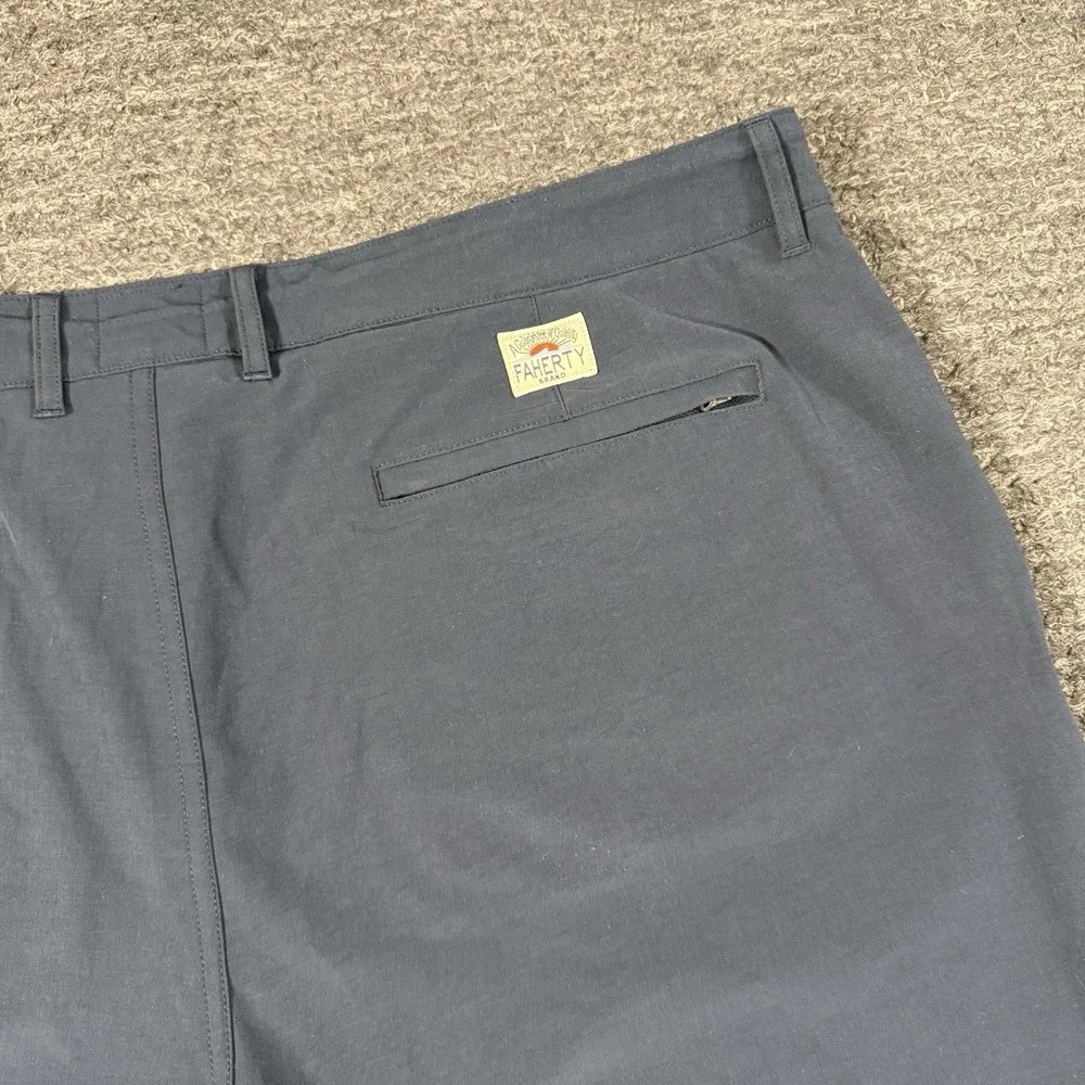 Faherty All Day Chino Shorts Mens 42 Blue Logo Cotton Stretch High Rise Outdoor